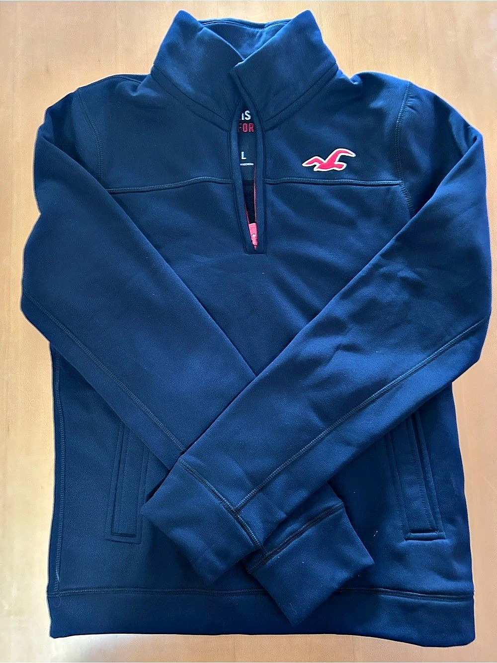 Hollister Men's Blue Quarter-Zip Pullover Size Large